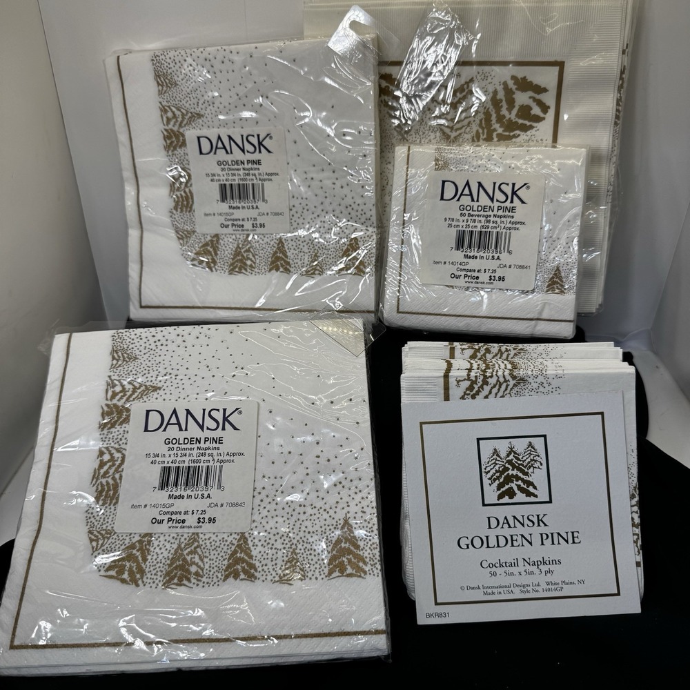Dansk Golden Pine Lot Of dinner and Cocktail/beverage Paper napkins